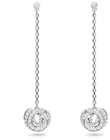 Swarovski Generation Drop-Ohrhänger, Lange, Rhodinierte Ohrringe mit Kristallpavé