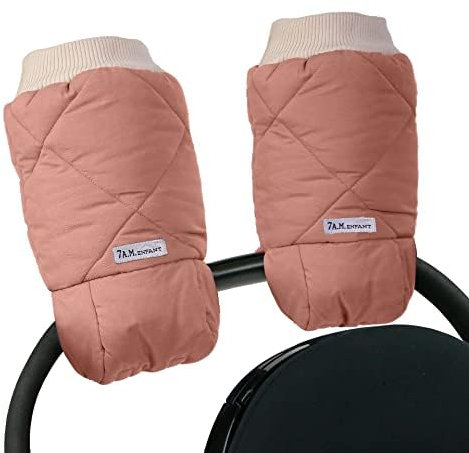 7AM Enfant Kinderwagen-Warmmuffs-Handschuhe – Frostschutz-Kinderwagen-Fäustlinge für den Lenker, wasserabweisender Handwärmer-Muff für kaltes Wetter, mit Plüsch gefütterte | Rose Dawn gesteppt