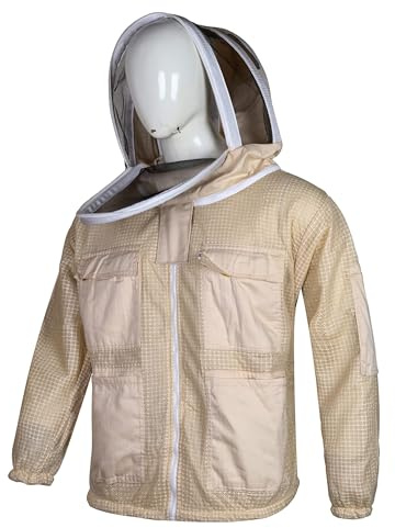 URBANSBEE Chaqueta de Apicultor ventilado profesional - Chaqueta de Apicultura - hombres y mujeres Traje de Apicultor con Elegante Sombrero y Velo para la proteccion facial del apicultor