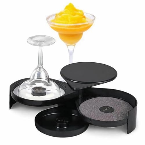 Margarita Salt Rimmer Set, 1 Paquete de 3 Niveles Sugar Salt Rimmer Lima Bar Glass Rimmer para Margarita Y Cóctel, Bartender Tool, Salt Box Spice Container Black