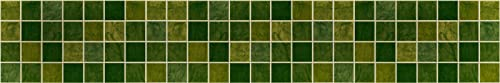 Guest Ruyunlai Bordüre selbstklebend grünes Mosaik 10cm X 1000cm zum Aufkleben für Wohnzimmer Küche Badezimmer Tapetenrahmen Abnehmbare Wasserdicht Bodenleiste Verdicken PVC Dekorative Bordüre
