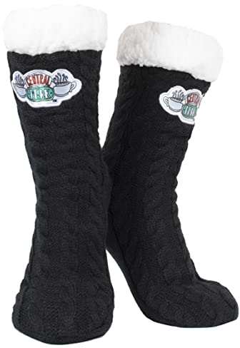 Friends - Women's Slippery Socks - Black Central Perk Woolly Bed Socks - One Size Fits Women's Size 5-8 - Official Friends Merchandise