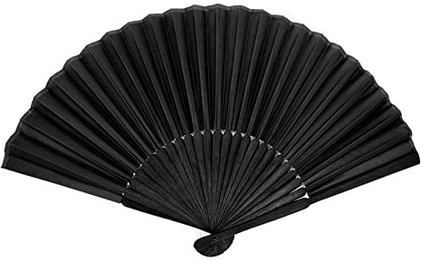 Peslogy Black Folding Hand Classic Style Fan Silk Fabric Bamboo Ribs Hand Held Chinese/Spanish Foldable Fan for Wedding, Party Favor, Performance, Dance, Home Decorations, Festival, Gift