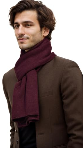 Prettystern Yak-Wolle und Lamm-Wolle luftig Warm Strick-Schal Winter-Schal Kaschmir Stola für Herren Damen dunkelrot