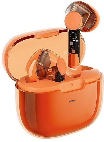 truefree T3 Semi-aperti Cuffie Bluetooth 5.3 con Cancellazione Intelligente del Rumore AI per le Chiamate, 28 ore di Autonomia, Driver da 13 mm, Modalità Gioco da 40 ms, Design Trasparente