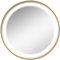 kleankin Round Bathroom LED Mirror, Dimmable Lighted Wall-Mounted Mirror with 3 Temperature Colours, Time Display, Memory Function, Hardwired, Gold