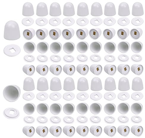 64 Pieces Universal Toilet Bolt Caps, Round Plastic Push-On Toilet Bolts Covers, Toilet Screw Covers with Washers for Easy Installation, Extra Tall Decorative Toilet Bowl Caps for Bottom of Toilet