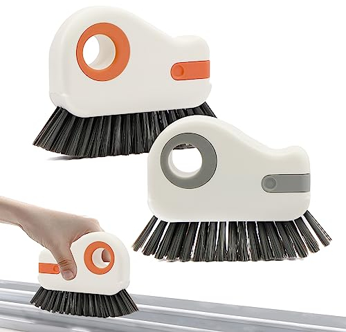 Rainure Nettoyage Brosse Fenêtre Brosses - 2 en 1 Multifonction Rainure Rail Rapide Nettoyage Outil pour Nettoyer Les fenêtres pour Salle de Bain de Cuisine Coins Espaces, 2 Pièces