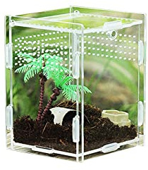 Transparentes Reptilienbecken | Magnetisches Reptilien-Haustier-Kletter-Terrarium – Acryl-Futterbox für Haustiere, Klettern, Terrarium, Reptilienzuchtkoffer, Vogelspinne, Skorpionschlinge, Isopoden
