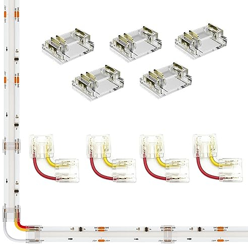 ENQIMAOYI 3-polige 12 mm FCOB-LED-Stecker für RGB-Smart-IC-COB-LED-Lichtstreifen, 5 Streifen zu Streifen, 4 Stück L-Form, WS2811 720LED, für den Innenbereich
