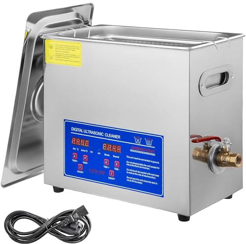 GEJLELDS Pulitore ad Ultrasuoni 6L Lavatrice ad Ultrasuoni Professionale in Acciaio Inossidabile Multifunzione con Timer Digitale di Riscaldamento per Occhiali Orologi Gioielli Laboratorio