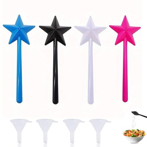 4 unidades de varita mágica, salero varita, con 4 embudos, varita mágica para sal y pimienta, salero para cocina, accesorios de cocina, decoración