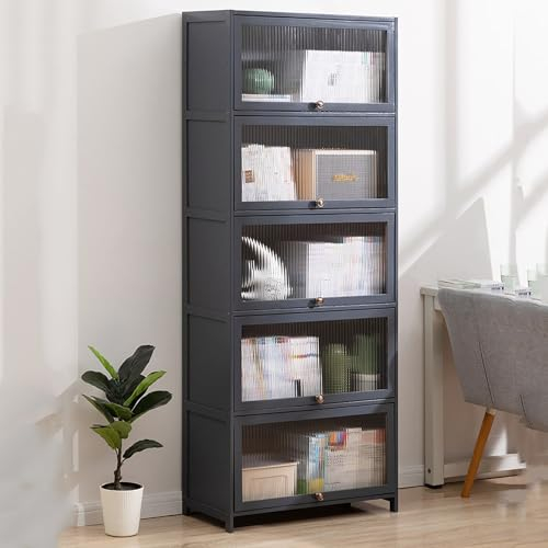 Vitrine mit Acryl-Schranktür,Curio-Schrank,Sammlervitrine Stehend Standvitrine Glasvitrine,natürlicher Bambusrahmen Flip-Schranktür-Design,versiegelt und staubdicht,mehrere Größen 5th-70*32*172CM D