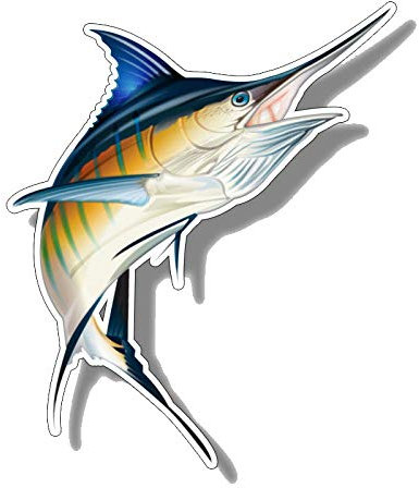 ROPEME Lustiger Marlin-Fisch-Salzwasser-Auto-Aufkleber, PVC, 14 cm X 16,6 cm