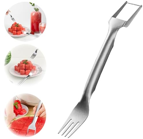 2-in-1 Stainless Steel Fruit Slicer, Watermelon Windmill Slicer, Cutting Tool, Double Head Fruit Fork Cutting Knife, Summer Watermelon Fruit Cutting Fork (1 Piece)