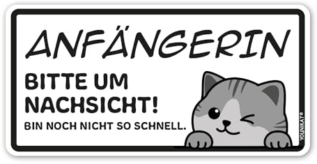 Fahrzeug-Aufkleber Anfänger Katze SW I 20 x 10 cm I Fahranfänger I kfz774