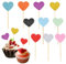Calkkrer 100 piezas de decoración de cupcakes con forma de corazón multicolor con purpurina para decoración de fiestas de cumpleaños y helados.
