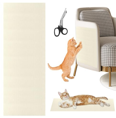 Selbstklebend Kratzbretter Beige Katze Kratzteppich Katze Kratzmatte Katze Wand Teppich Katzen Kratzbrett Katzen Kratzwand(200cmx40cm/78.7 * 15.7 Zoll)