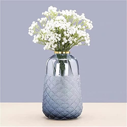 LLMTYO Vases Décor Lumière Luxe Créatif Motif Coquille Saint Jacques Verre Moderne Simple Mobilier De Maison Arrangement De Fleurs Sèches