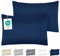 Dreamzie Kissenbezug 50 x 70 Dunkelblau 2er Set Premium Mikrofaser mit Stickmuster Oeko-TEX Zertifiziert - Kopfkissenbezug 50 x 70 Weich