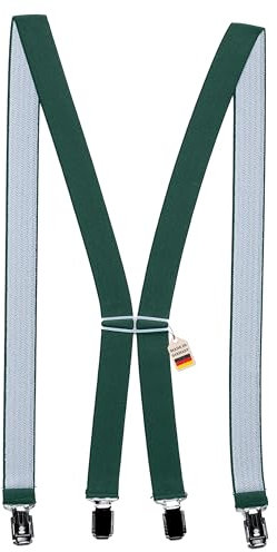 Zukunftsenkel Hosenträger 4 Starke Clips X-Form 2,5cm Breite Herren Damen Skihose Arbeitshose Verstellbar und Elastisch Fasnacht H-Form (Dunkelgrün)