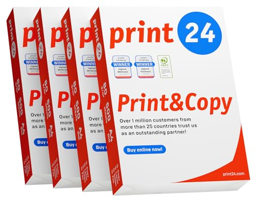print24 Druckerpapier Kopierpapier 2000 Blatt 4 x 500 A4 80g Premium Hochweiß CIE 160 PEFC zertifiziert