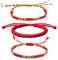 Portafortuna Braccialetto Regalo Buddista, 3 pezzo Bracciali Personalizzati, Fatto a Mano, Compleanno, Ogni Giorno, Dimensione regolabile,Per uomo donna adolescenti, rosso