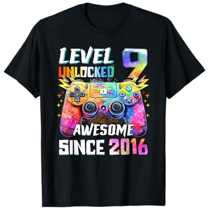 Level 9 Unlocked 9th Birthday Awesome 9 Year Old Video Gamer T-Shirt