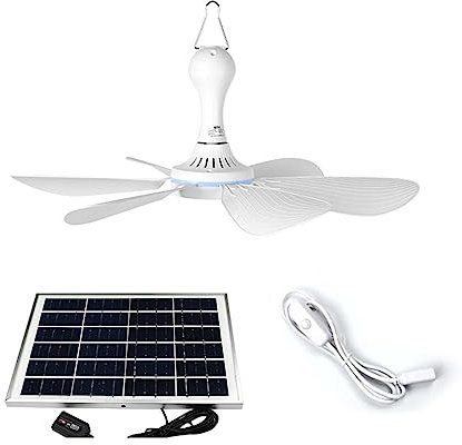 DHNDSDP 5/6/10w Solar Powered Fan Outdoor Small Ceiling Fan 6-piece ABS Plug-and-play Fan Camping Fan Low vocal Suitable for 5-10 Square Metres (42 centimetre Diameter)(6V10W)