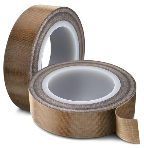 Techchii 2 Rolle Teflon Klebeband 20mm*10m Teflonband Klebeband Hitzebeständig Teflon Tape Vakuumierer Teflon Band für Industriellere Zwecke, Hitzebeständig bis 260°C