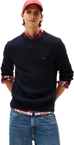 Tommy Hilfiger RWB Rib Crew Neck Mw0mw41516 Suéter pulóver Hombre (Pack de 1)