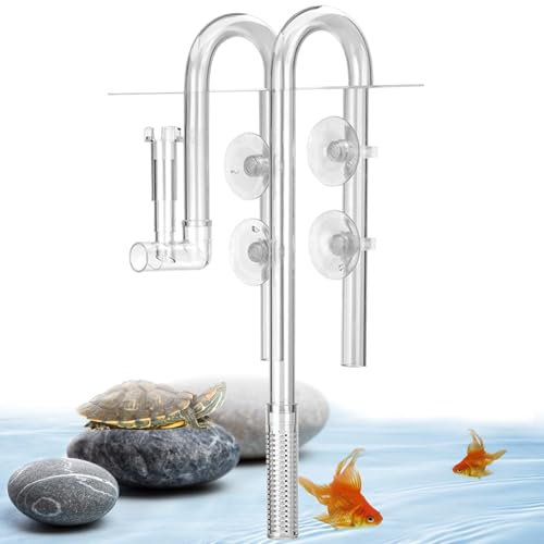 GOMETY Aquarium Einlauf Auslauf, 12mm Aquarium Filtratrohr Aquarium Filter Tubing U-förmiges Zufluss Und Abfluss Seerosenrohr mit 4 Leistungsstarken Saugnäpfen für Aquarium Pflanztank