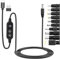 Hoembpn Cavo Adattatore da PD a DC, Tensione Regolabile 5V 9V 12V 15V 20V, Cavo di Alimentazione da USB C a DC 5,5x2,1mm con 10 Connettori DC e tipo C a USB, Adatto per Laptop, Router (1,2 M)