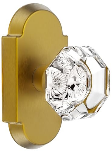 Antique Brass Door Knobs Crystal Door Knob Interior Vintage Passage Door Knob for Hall Closet Glass Door Knob 1 Pack