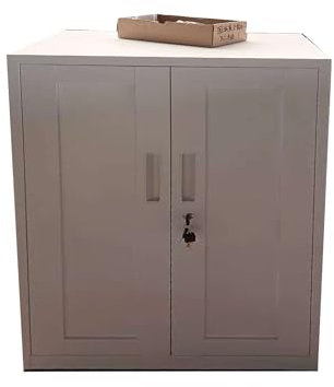 HOMSTEEL Armario metálico, Armario de Garaje de 2 Estantes con Cerradura, de Oficina con Estantes Ajustables, para Oficina, Garaje y Lavadero, 40 x 75 x 91.5 cm, Blanco