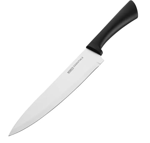 Nisbets Essentials Stainless Steel Chef Knife, Black 8 | Ergonomic handle provides a secure grip, while the durable blade ensures effortless slicing in busy commercial kitchens.