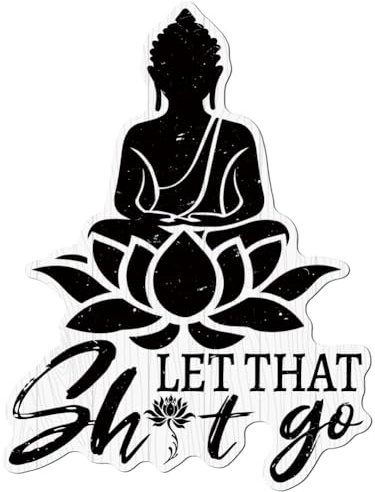 WADORN Metall Blechschild Mit Buddha Lotus, 36.8x28cm Lustiges Retro Blechschild Mit Lotus Meditation Und Yoga Motiv 'Buddha Let That Shit Go' Wandkunst Poster Plakette Für Yoga Studio Zuhause