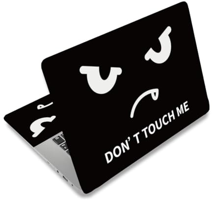 PLIGREAT Schwarzer Laptop Aufkleber Hautabdeckung Laptop Aufkleber „Don't Touch“ Passend Für 12 13 13.3 14 15 Laptops Universeller Abnehmbarer Vinyl Kunstschutz PC Abdeckung