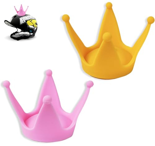 DIFLAX 2 Stück Motorradhelm Dekoration Krone Motocrosshelme Dekoration Mini Krone Motorrad Helm Dekoration Silikon Saugnapf für Motocross, Helm-Dekoration, Kopfbedeckung Zubehör (Gelb und Rosa)