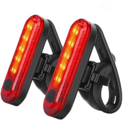 Tomedeks Luce posteriore per bicicletta a 2 pezzi con cavo USB, luce LED impermeabile per mountain bike (rosso), stile 3