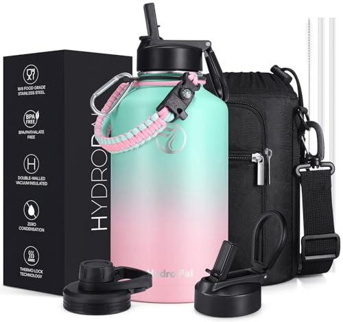 HydroPal Vacuum Insulated 1.9L Stainless Steel Water Bottle with Dual Lids | BPA Free, Leakproof 1.9L Vacuum Insulation Keeps 12H Hot 24H Cold, Bottle with Straw & Spout Lids for Gym Sports Travel Daily