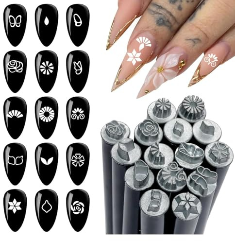 Nail Stamp - Nail Stamper Tools, 15 Pieces DIY Design Tools with Different Patterns Doodles Kit, Professional Manicure Equipment, Art Stamping Kit, Nails Design Set for Women Girls Beginners