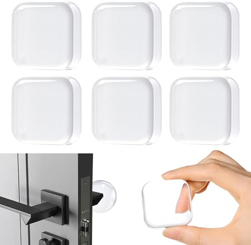 6Pcs Self Adhesive Door Stopper, Silicone Transparent Door Handle Protector Wall Protector Rubber Door Stop for Home Wall Fridge Cabinets Door Knob Guard