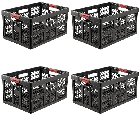 keeeper ben Profi-Klappboxen, 4er-Set, 45 l, Graphit | Verstärkte Ränder, Seiten ohne scharfe Kanten, Fest integrierte Soft-Touch Griffe, Schnell zusammenklappbar, Max. 50 kg