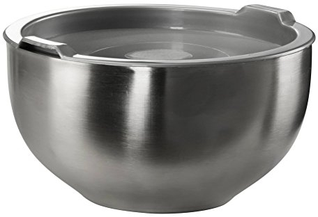 GSW Stahlwaren GmbH Thermo-Rührschüssel mit Deckel, 18 x 12 cm, 2,5 L, Edelstahl, silber, 30 x 22 x 12 cm