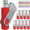 FEBNISCTE USB-Stick 128 MB, 10 Stück Pendrive Drehbarer USB 2.0 Sticks, Kleine Kapazität, Sparsamer USB Flash Drive 128 MB mit Tragebändern – Roter Memory Stick Set, Flash-Speicher