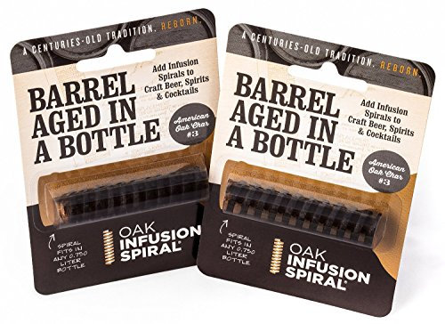 2 Pack - Barrel Aged in a Bottle Oak Infusion Spiral. Barrel Age Your Whiskey - Bourbon - Wine - Favorite Alcohol in Days, Improve the Flavor and Looks with the Oak Infusion Spiral