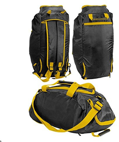 Reisetasche Rucksack Funktion Sporttasche Fitnestasche schwarz-gelb FA. Bowatex