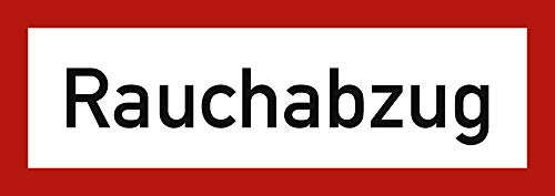 LEMAX® Feuerwehrschild, Rauchabzug - DIN 4066 Alu geprägt weiß/schwarz/Randfarbe: rot 297x105mm