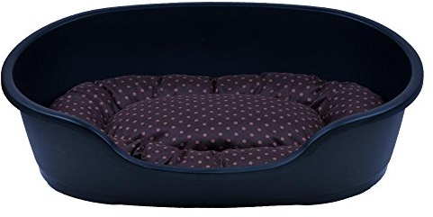 adena Hundekorb 110 x 74 cm anthrazit + Kissen Tupfen braun